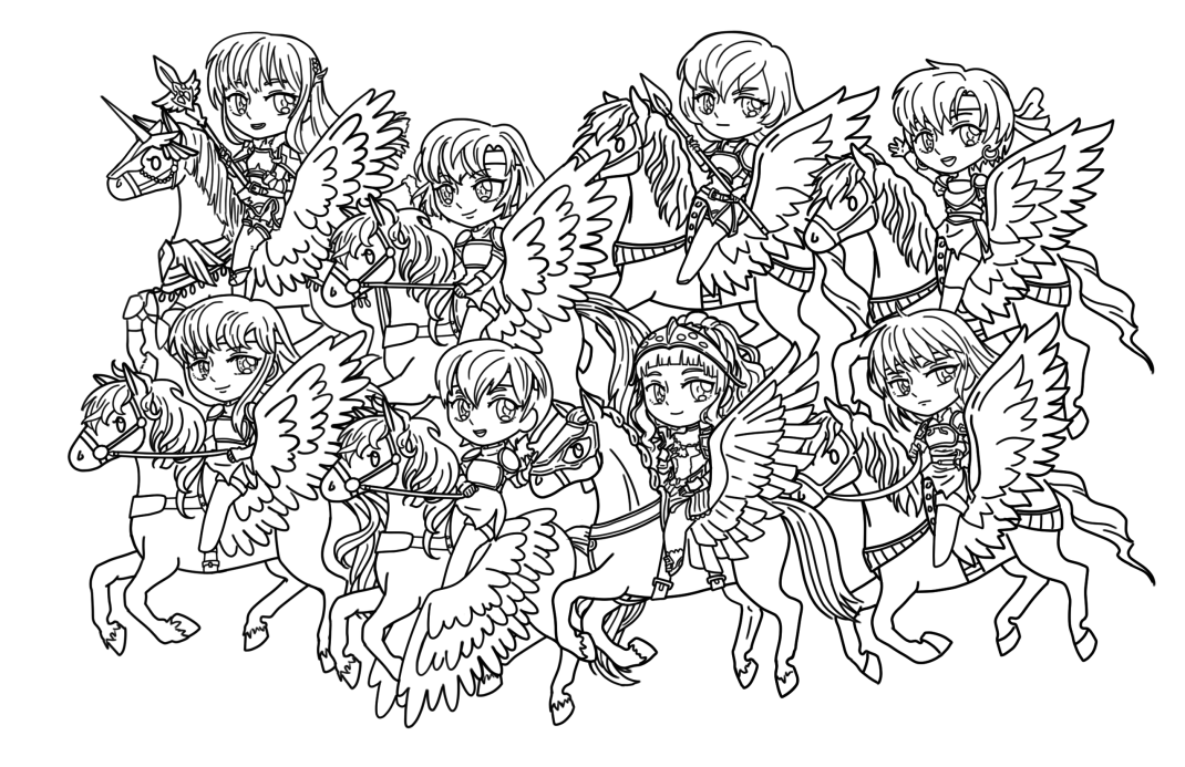 Colouring Page of Pegasus Knights